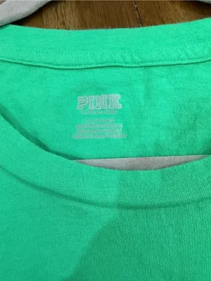 PINK Victoria's Secret St Patrick's Day Shamrock Green Crop Tee Shirt Size L thumbnail 4