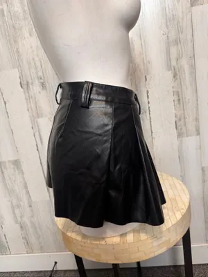 Akira Faux Leather Pleated Mini Skirt Womens S Black High Waist Clubwear thumbnail 5