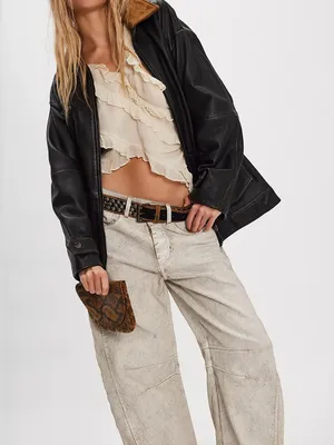 NWT Free People We The Free Good Luck Coated Barrel Jeans - white lightning - 28 thumbnail 7