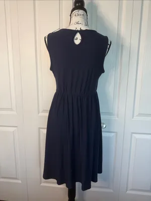 Sheila Rose Sleeveless Navy Midi Dress with Gathered Neckline thumbnail 4