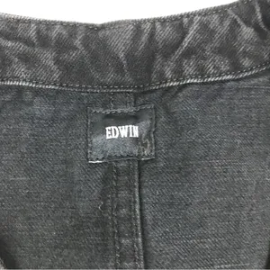 EDWIN Women’s Black Denim Button‎ Front Biker Vest Motorcycle Western Size Small thumbnail 4