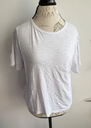 Athleta Womens White‎ 100% Cotton Slub Knit Short Sleeve Crew Neck Tee Size M thumbnail 1