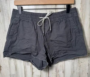 Vuori Ripstop Dark Gray Charcoal Organic Cotton‎ Shorts Raw Hem Womens M thumbnail 1