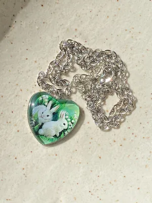 Handmade Kawaii retro fairy cottage style cute rabbits $ flower necklace🐇🦋💕🌳 thumbnail 5