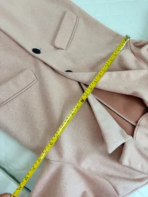 Bershka Women Blush Pink Long Coat Minimalist Quiet Luxury Two Button Overcoat Size L thumbnail 7