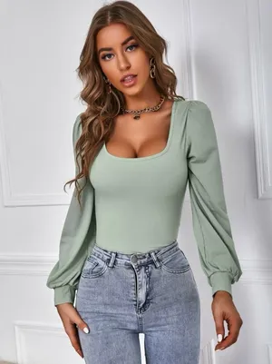 SheIn Square neck long sleeve thumbnail 3