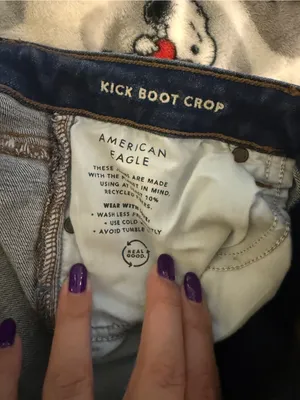 American Eagle Kick Boot Crop Jeans Women’s 8 Short Dark Wash Raw Hem thumbnail 7