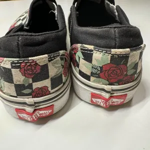 Vans Classic Slip-On Rose Checkerboard Canvas Sneakers Women 6.5 Floral thumbnail 5