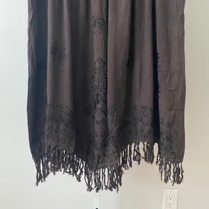 MAMTA Rayon Boho Western Fringe Embroidered Maxi Skirt Plus Size Black thumbnail 3