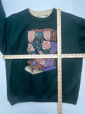 Vintage 90s Basic Editions Teddy Bear Graphic Green Womens Sweatshirt Large thumbnail 7
