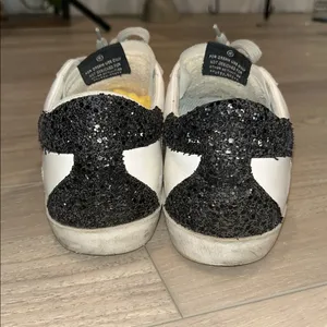 Golden Goose White Sneakers with Gold Star and Black Glitter Heel Tab Size 39 thumbnail 5