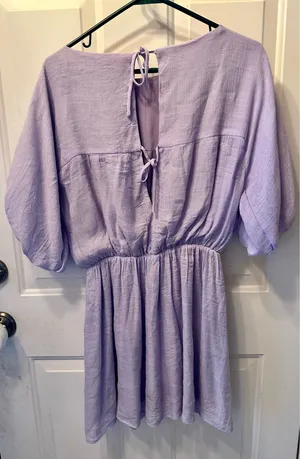 La Lavon Dress Purple Lavender Pleated Pintuck Puff Sleeve Boho Fairycore Mini thumbnail 6