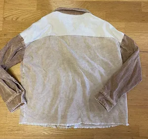 Entro Colorblock Raw Hem Minimalist Coastal Cowgirl Western Corduroy Shacket thumbnail 3