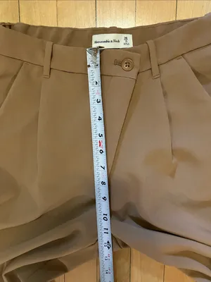 Abercrombie & Fitch Straight Leg Cross Button Trousers Camel Tan Size 26/2 Long thumbnail 6