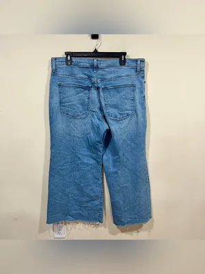 Madewell Flared Wide-Leg Jeans blue denim raw hem plus size 33 EUC thumbnail 8