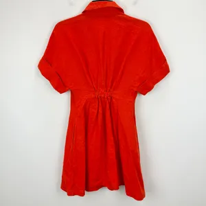 Madewell The Perry Mini Shirtdress 100% Linen Bright Flame Minimalist XXS NWT thumbnail 12