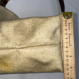 Dooney & Bourke Leather Handle Hobo‎ Canvas Faux Basket Weave Bucket Tote Bag thumbnail 8