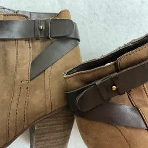 Franco‎ Sarto Dotty Brown Ankle Boots Leather Wrap Buckle Block Heel 9.5M thumbnail 8