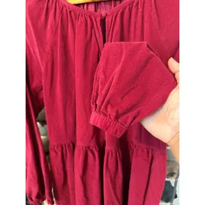 Universal Thread Burgundy Corduroy Long Sleeve Babydoll Mini Dress XL‎ Pockets thumbnail 7