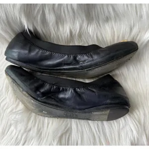 Tory Burch Black Leather Ballet Flats with Logo thumbnail 7