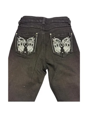 moda bootcut dark demin jeans with embellished back pockets thumbnail 3