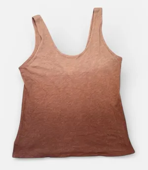 Treasure & Bond Tank Top Ombre tan Brown Slub Knit Gradient Raw Hem Sz M thumbnail 1