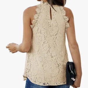 Berryou Women Lace Crochet Hollow Out Tank Tops Casual Sleeveless Shirt Size M thumbnail 2