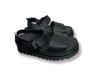 DR.MARTENS VOSS LEATHER Platform SANDAL Double STRAP BLACK thumbnail 3