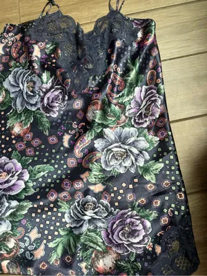 Victoria's Secret Floral Lace Trim Black Slip Tank Top Gold Tag Vintage thumbnail 8