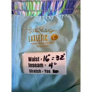 Lilly Pulitzer Luxletic Ocean Trail Shorts Blue Green Coral Print Womens Large thumbnail 3