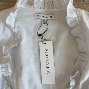 Shona Joy Holden Wrap Dress White Gold Lurex Linen Size 6 thumbnail 3