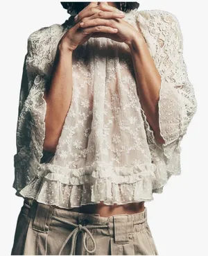 Amazon Cream Lace Top thumbnail 1