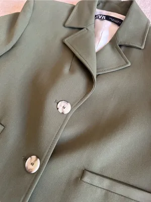 NEW Zara Cropped Olive Green Structured Blazer XS thumbnail 3