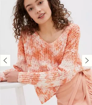Anthropologie Pilcro Christian V-Neck‎ Sweater size small coral color Oversized thumbnail 1
