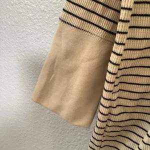 Cream Striped Top‎ 1X Oversized Lagenlook Earthy Neutral Waffle Knit Autumn Fall thumbnail 4