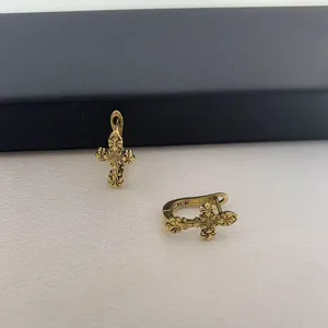 Vintage Cross Hoop Earrings for Men Women Streetwear Hip Hop Punk Unisex Style thumbnail 4