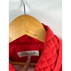 Calvin Klein Red Quilted Cinched Waist Coat Size Large thumbnail 3