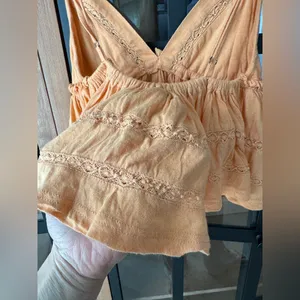 Kimchi Blue Nia babydoll crop top tank lace tie front bow Urban Outfitters neon thumbnail 7