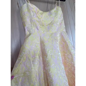 NWT Lulus Meet for Tea Yellow Jacquard Bustier Midi Dress With Pocket Wedding XS thumbnail 5
