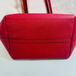 Coach Red Leather Tote Bag Large‎ Carryall Purse Gold Hardware thumbnail 3