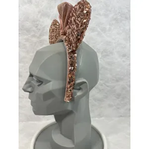 Disney Parks Minnie Mouse Rose Gold Sequined Ear Headband with Bow Accessory thumbnail 2