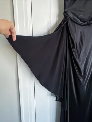 Meshki • Calliope One Shoulder Maxi Dress gown black satin formal evening draped thumbnail 6