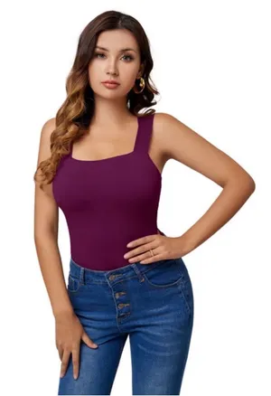 Reoria purple square neck bodysuit in a S thumbnail 1