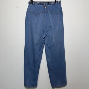 VTG‎ 90s Revolt Women Jeans Blue Bareback Braided Waist Wide Leg Carpenter Retro thumbnail 9