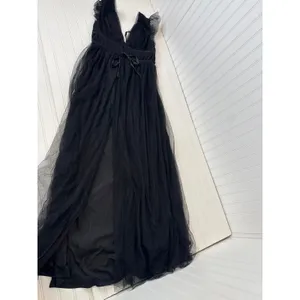 NWT Lulus I'm All Yours Black Tulle Ruffled Maxi Dress Debut Wedding Size XS thumbnail 4