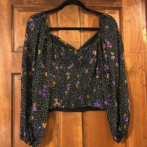 ASTR Black floral Blouse, Medium thumbnail 8