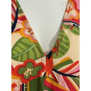 Tropical Patchwork Parrot Mini Dress Boho Resort Farm Rio Style Swim Cover S thumbnail 6