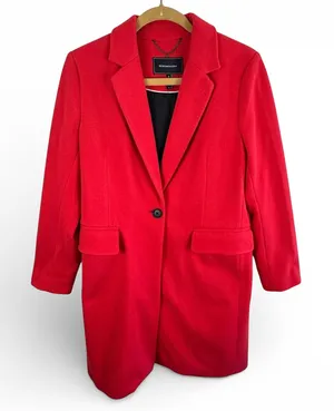 BCBGMAXAZRIA Womens Red Single Button Riding Coat Jacket Bold Chic Size S Small thumbnail 1