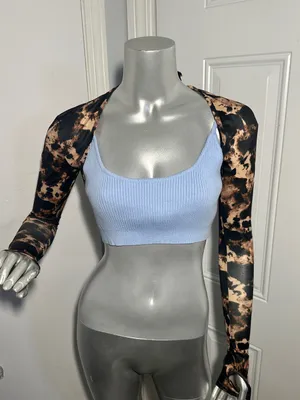 Ksubi Khaos Bolero Mesh Top Womens XS NWT Assorted Abstract Leopard Print Crop thumbnail 7