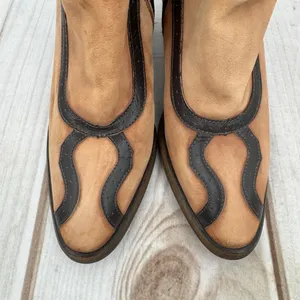 Free People Winding Road Ankle Boots Brown & Black Leather Western Anthropologie thumbnail 7